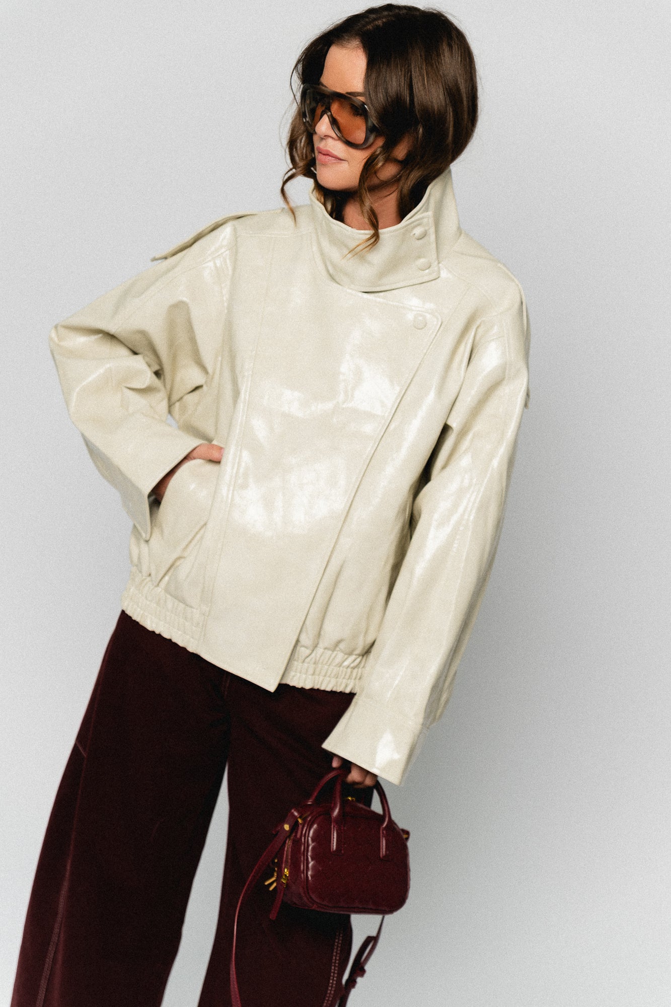 Ruby PU jacket almond milk