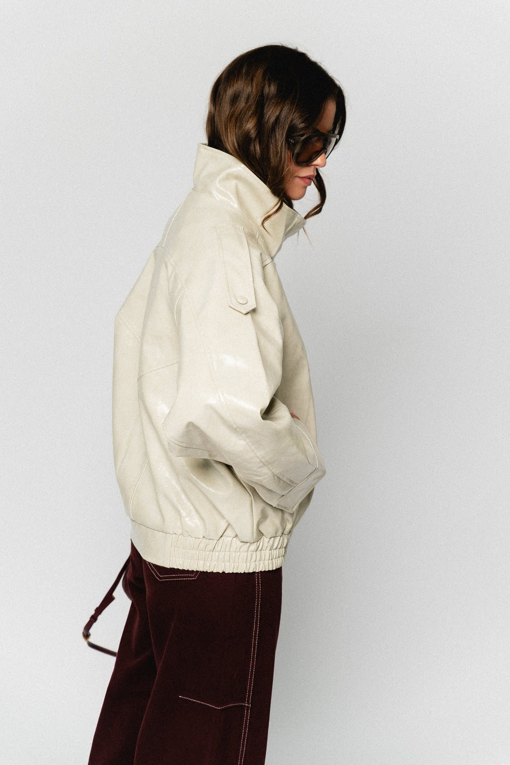 Ruby PU jacket almond milk