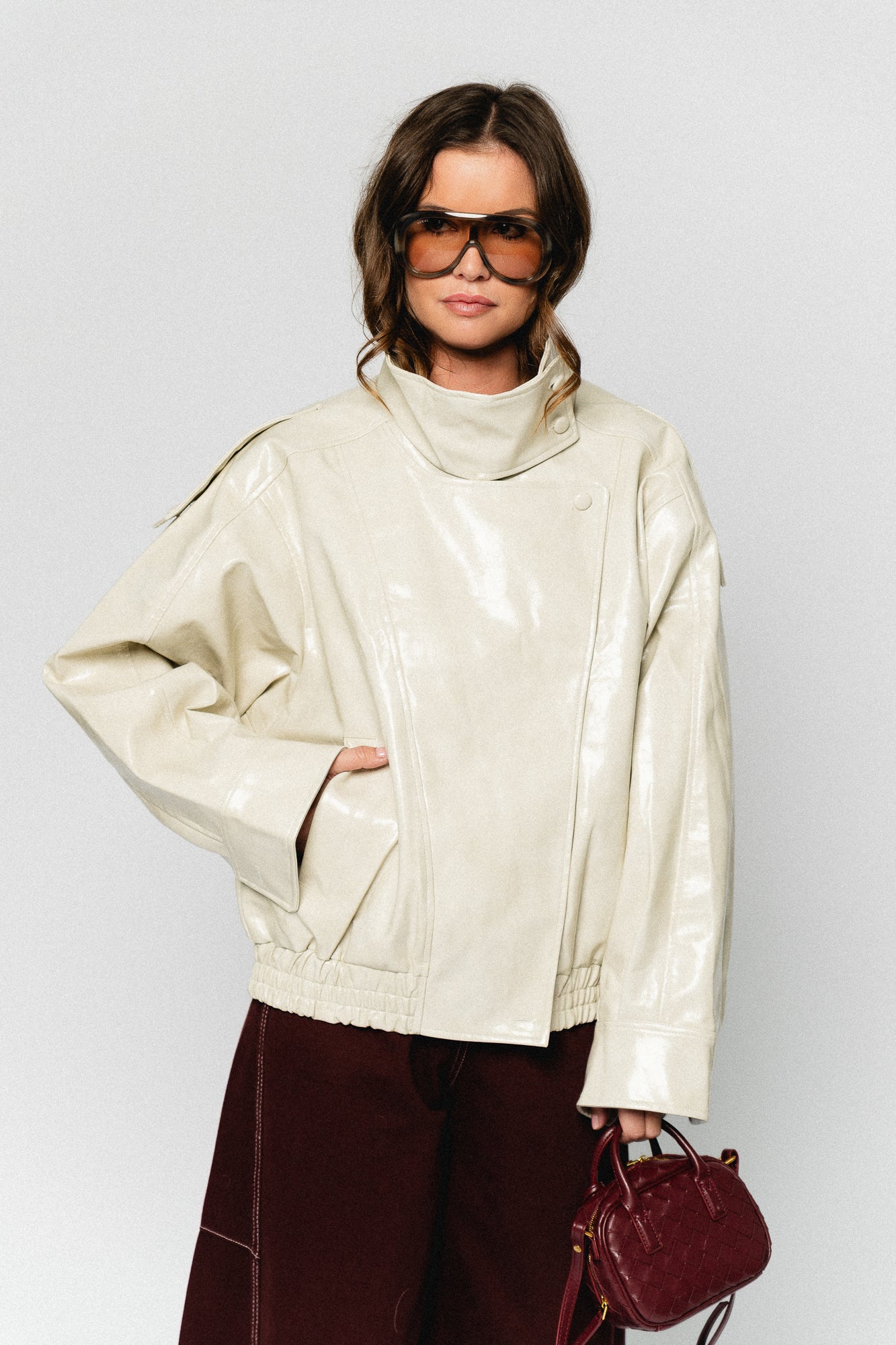 Ruby PU jacket almond milk