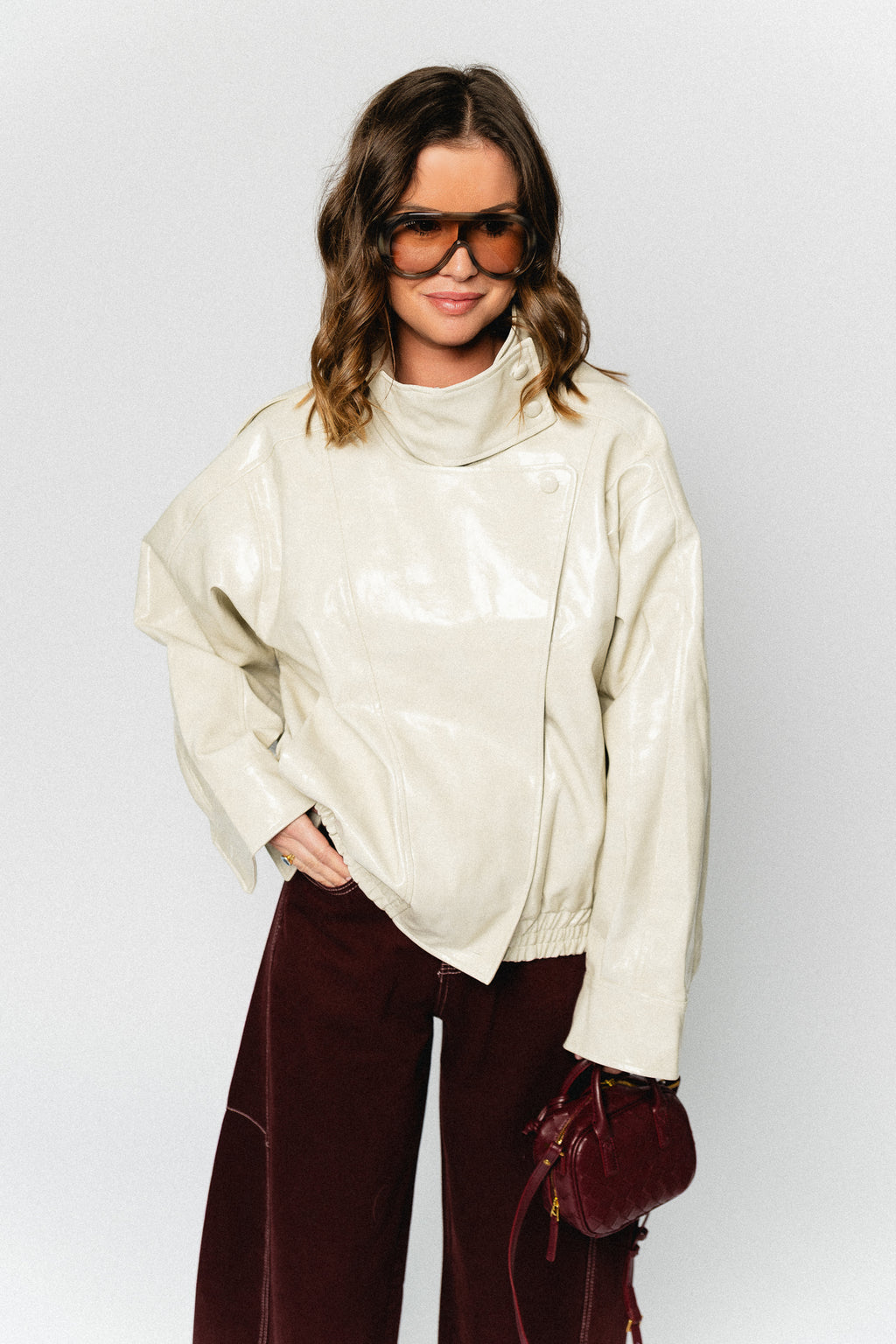 Ruby PU jacket almond milk