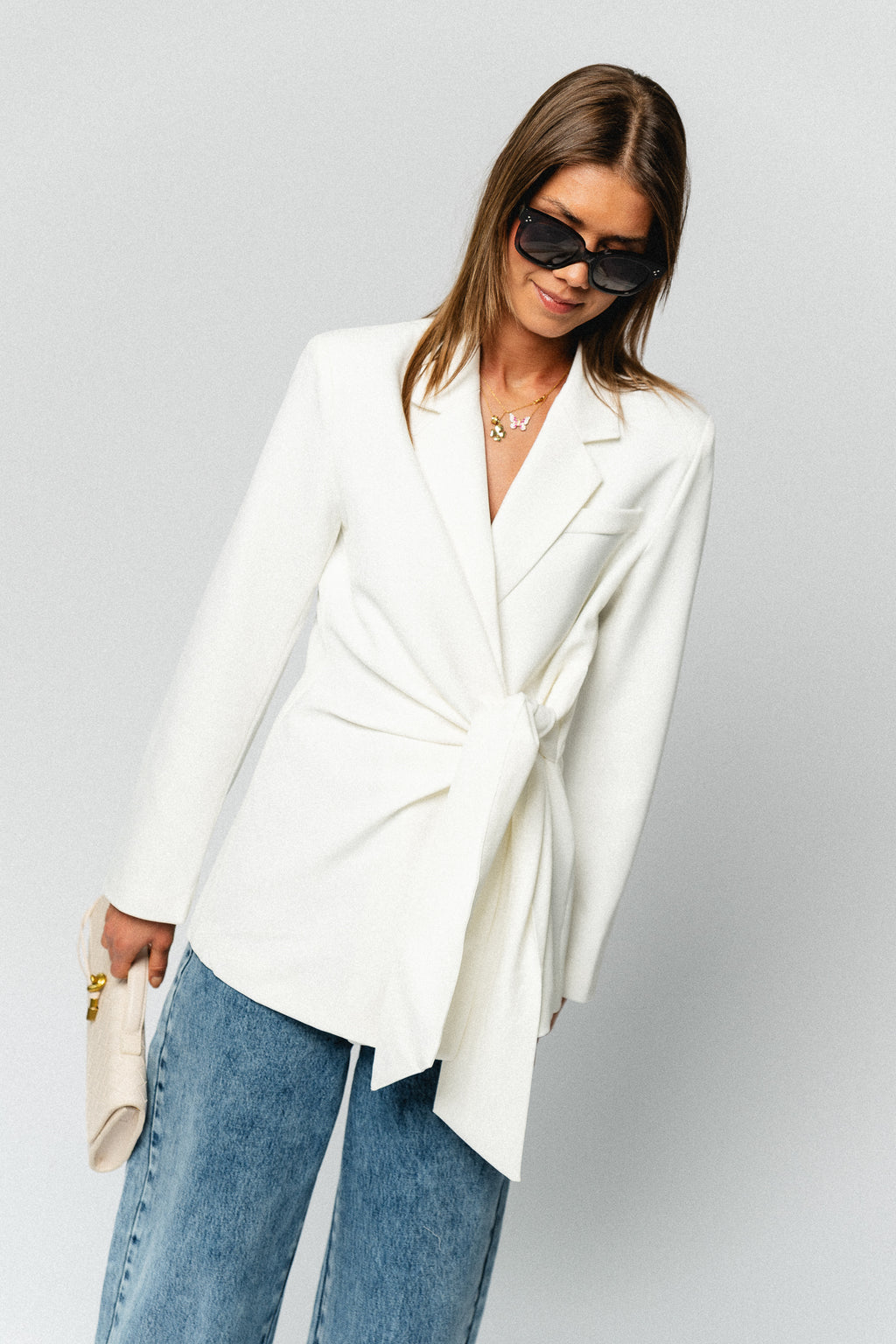 Nova tied blazer off white