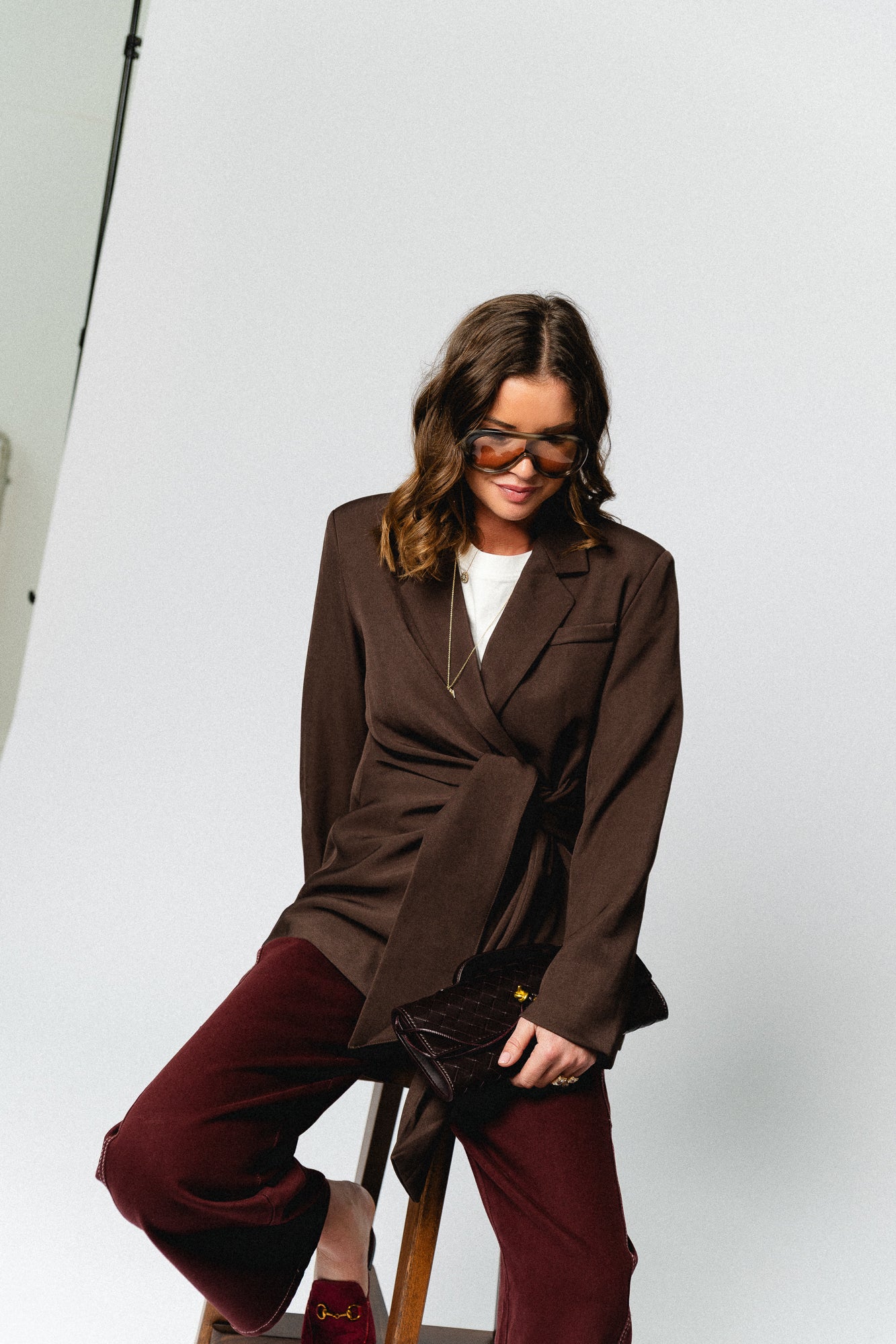 Nova tied blazer hot chocolate