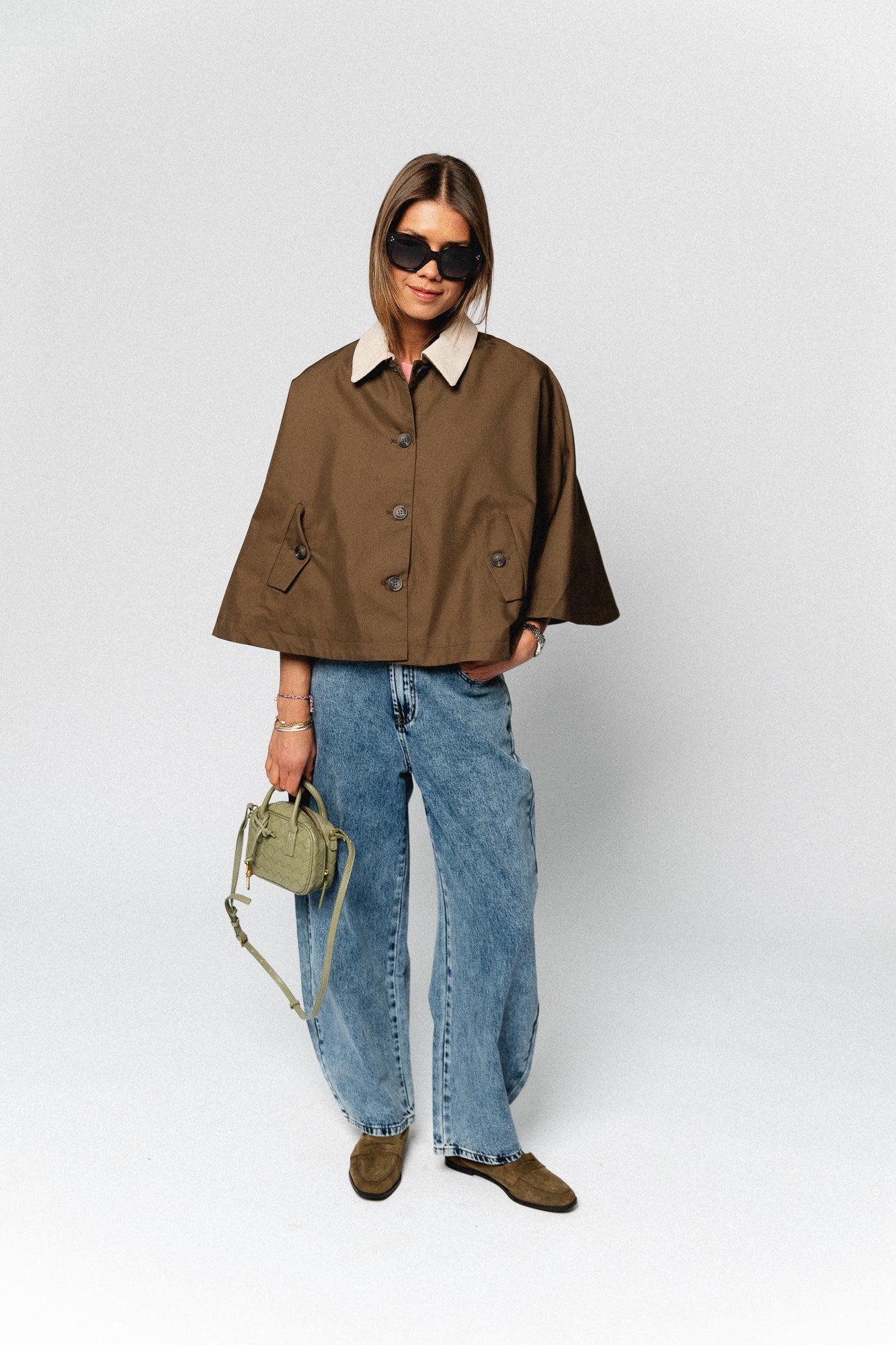 YASMaloma short trench cape oatmeal – Les Jumelles
