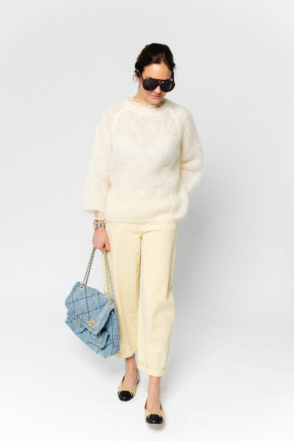 Joely mohair knitted jumper ecru