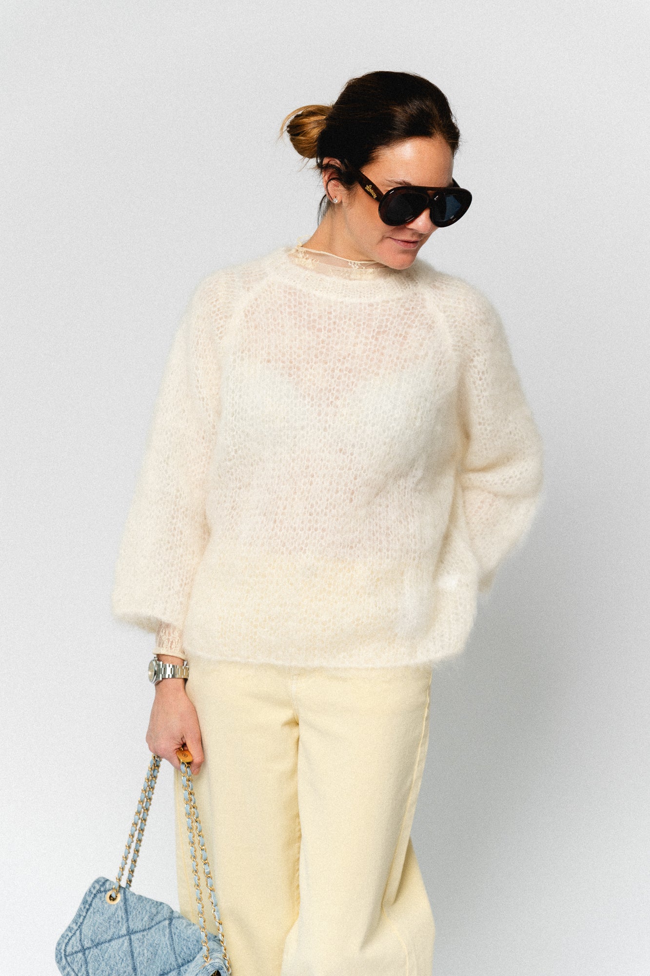 Joely mohair knitted jumper ecru