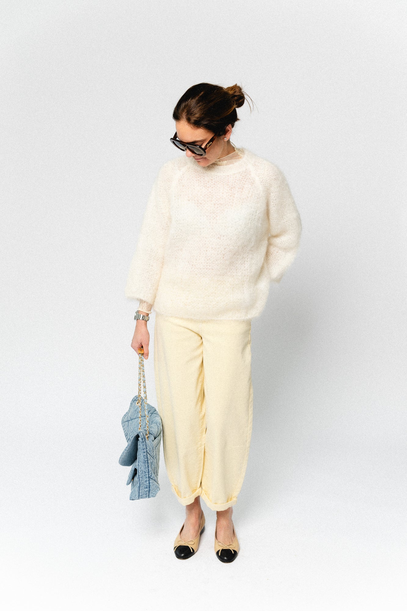 Joely mohair knitted jumper ecru