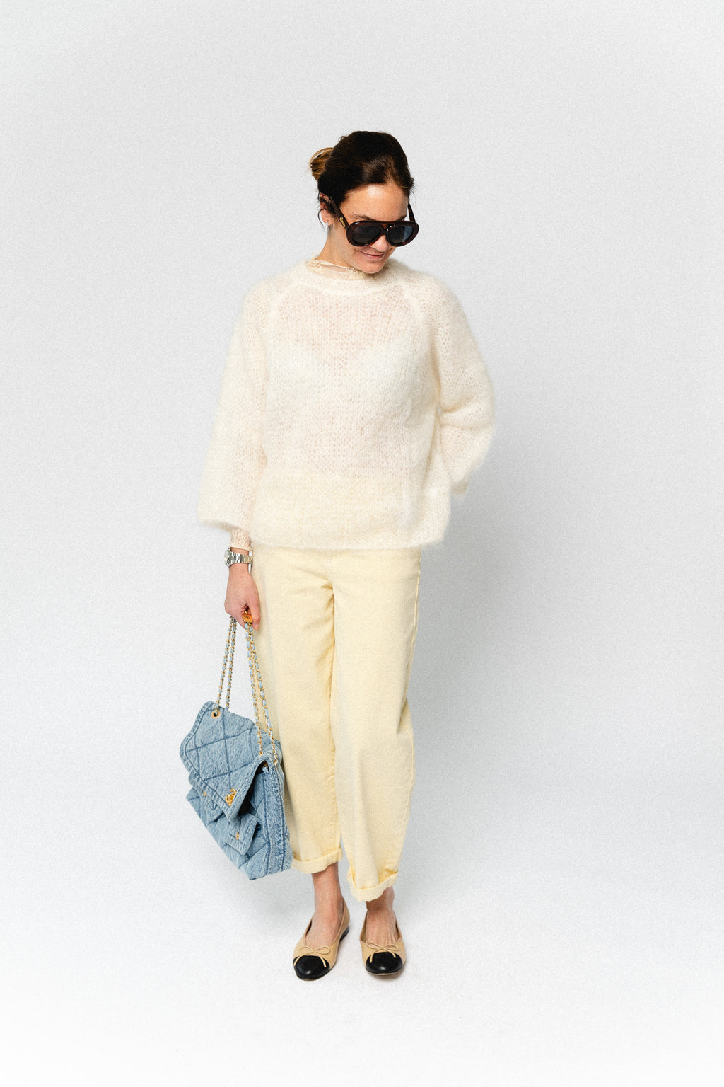 Joely mohair knitted jumper ecru