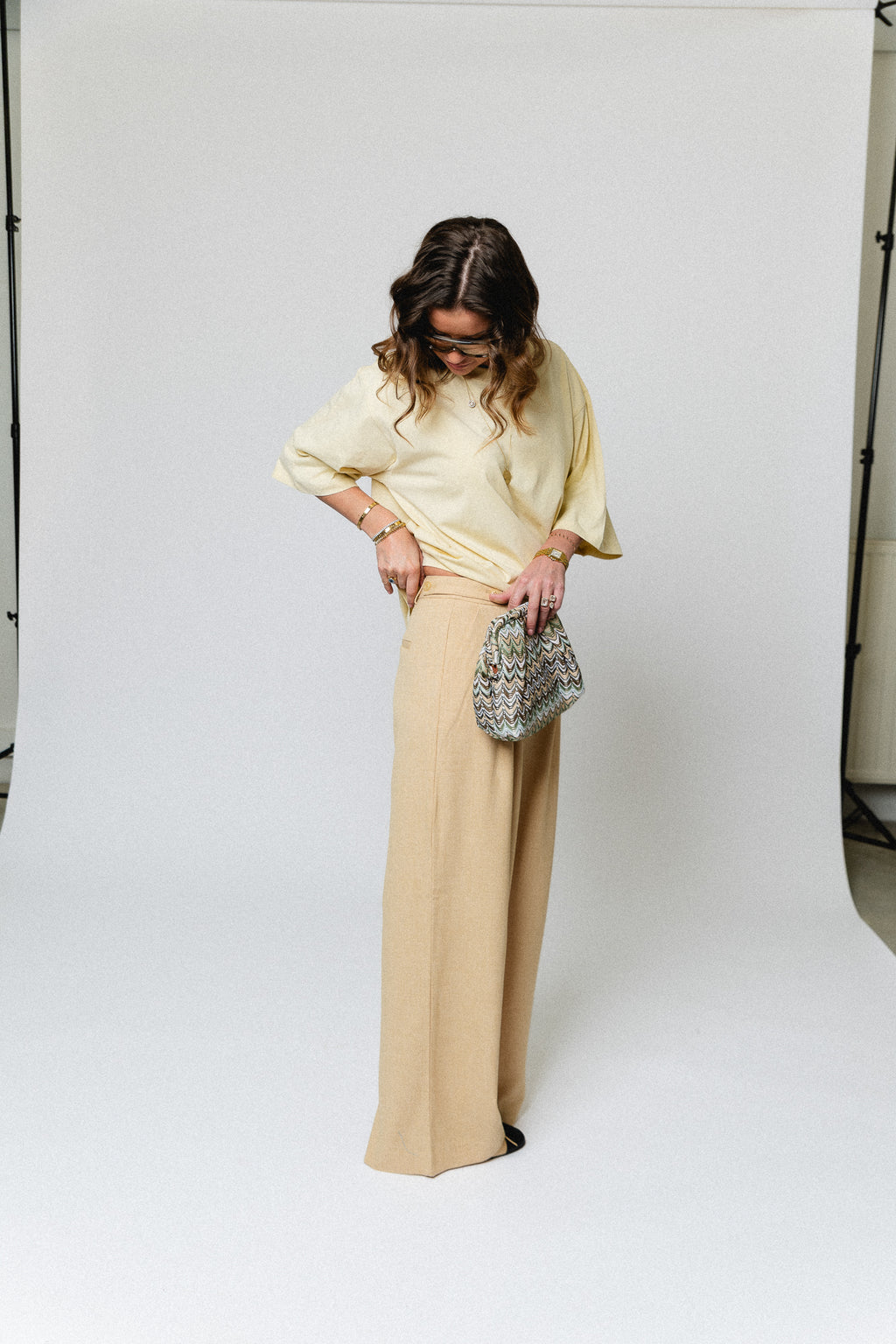 GZStacy MW pants pale hay melange