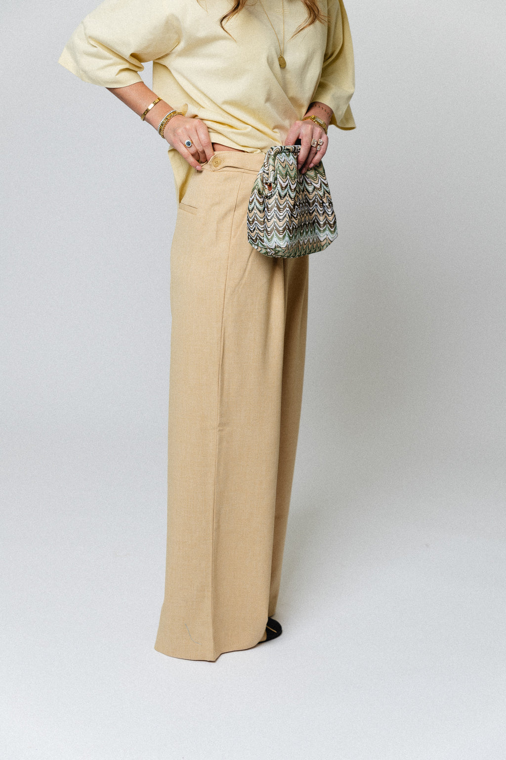 GZStacy MW pants pale hay melange