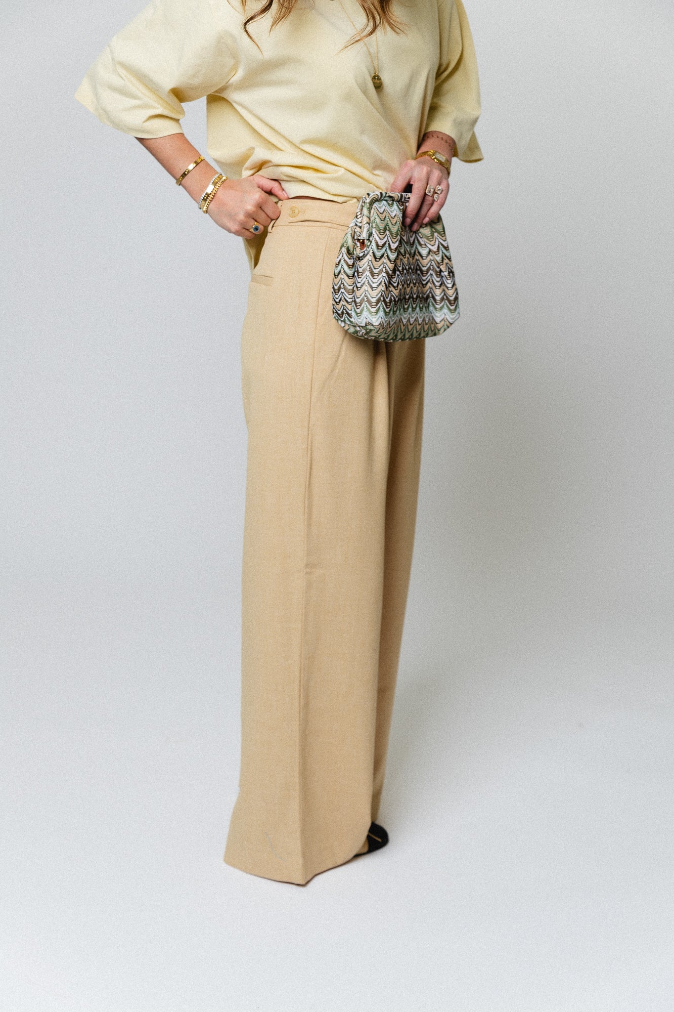 GZStacy MW pants pale hay melange