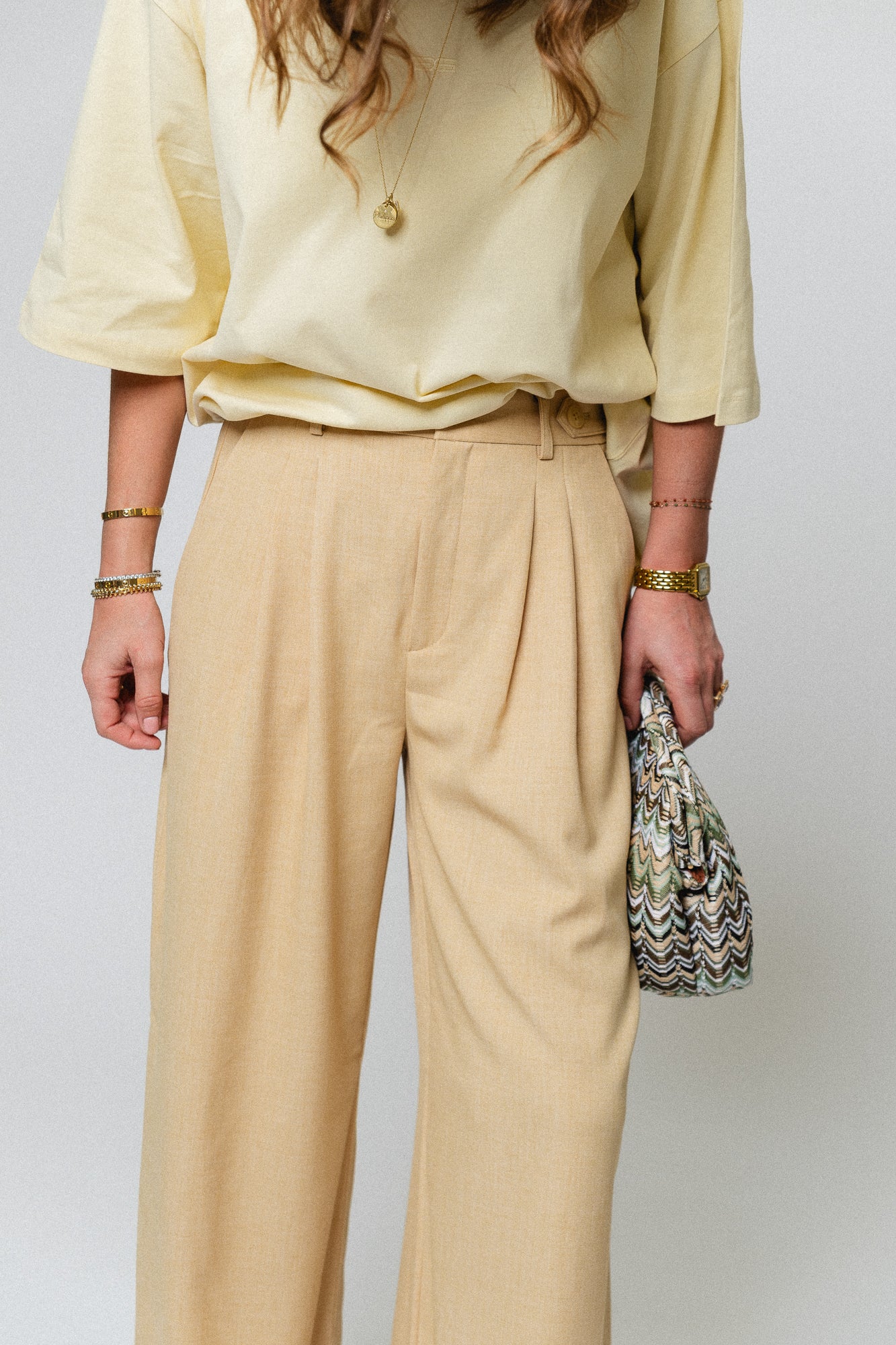 GZStacy MW pants pale hay melange