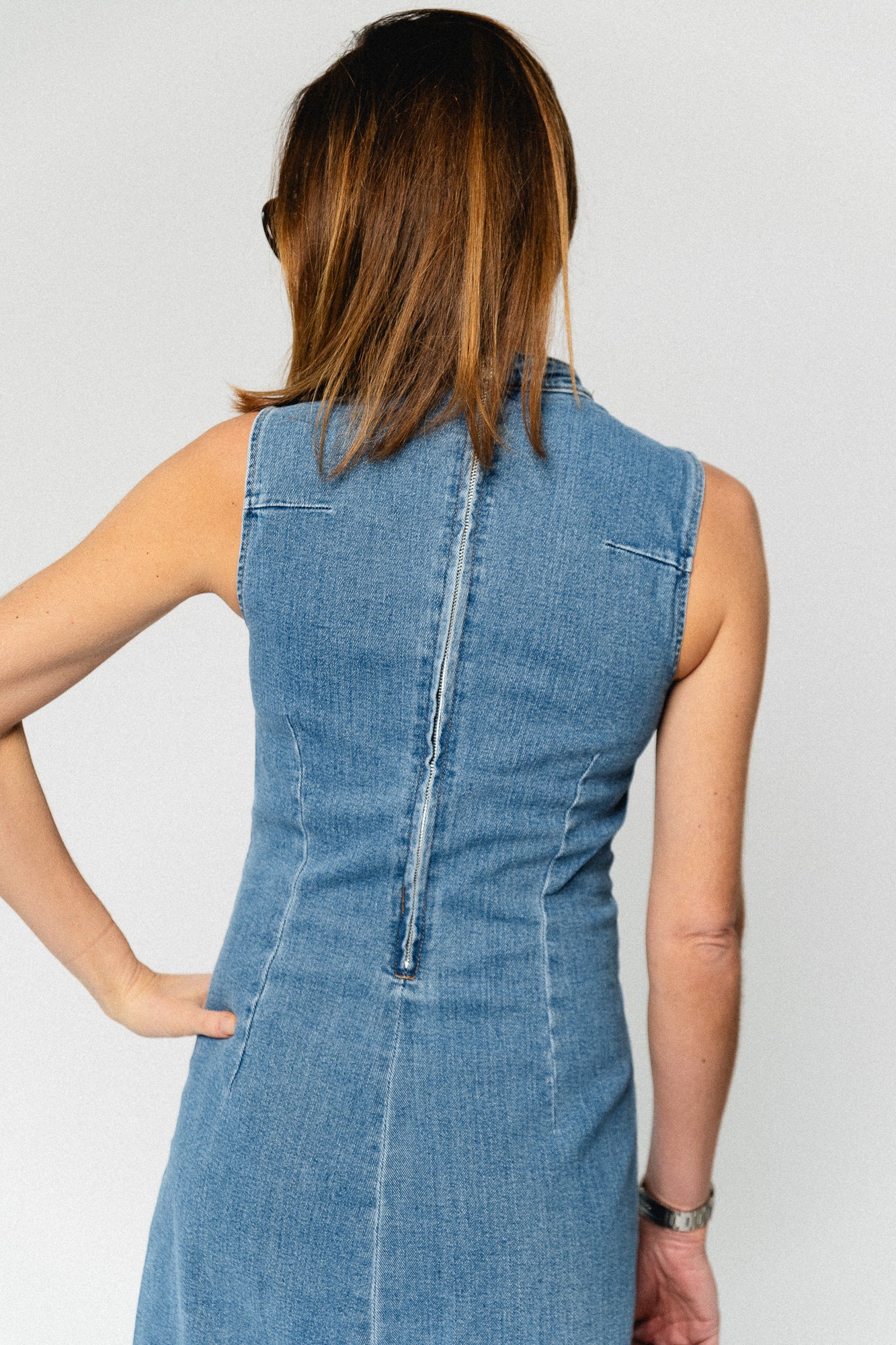 VIWinona S/L midi dress medium blue denim