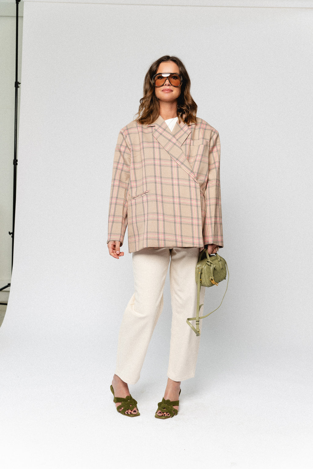 Chloe oversized signature check blazer pink/beige
