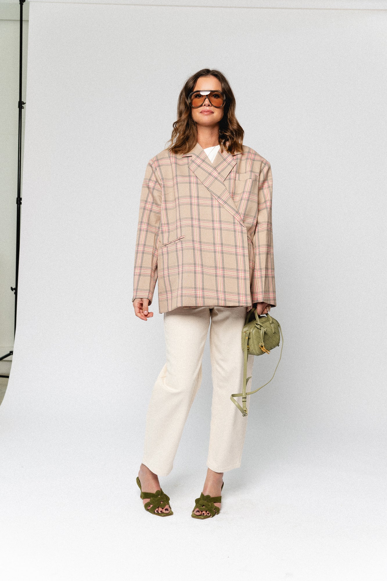 Chloe oversized signature check blazer pink/beige