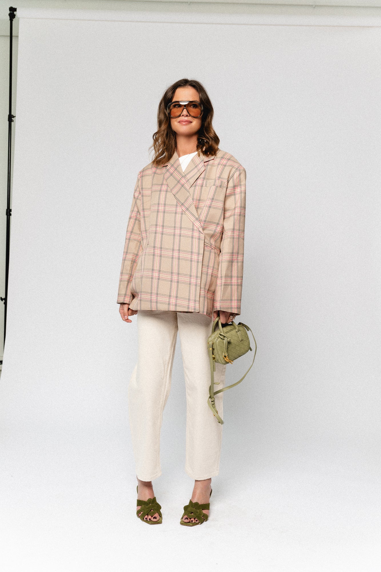 Chloe oversized signature check blazer pink/beige