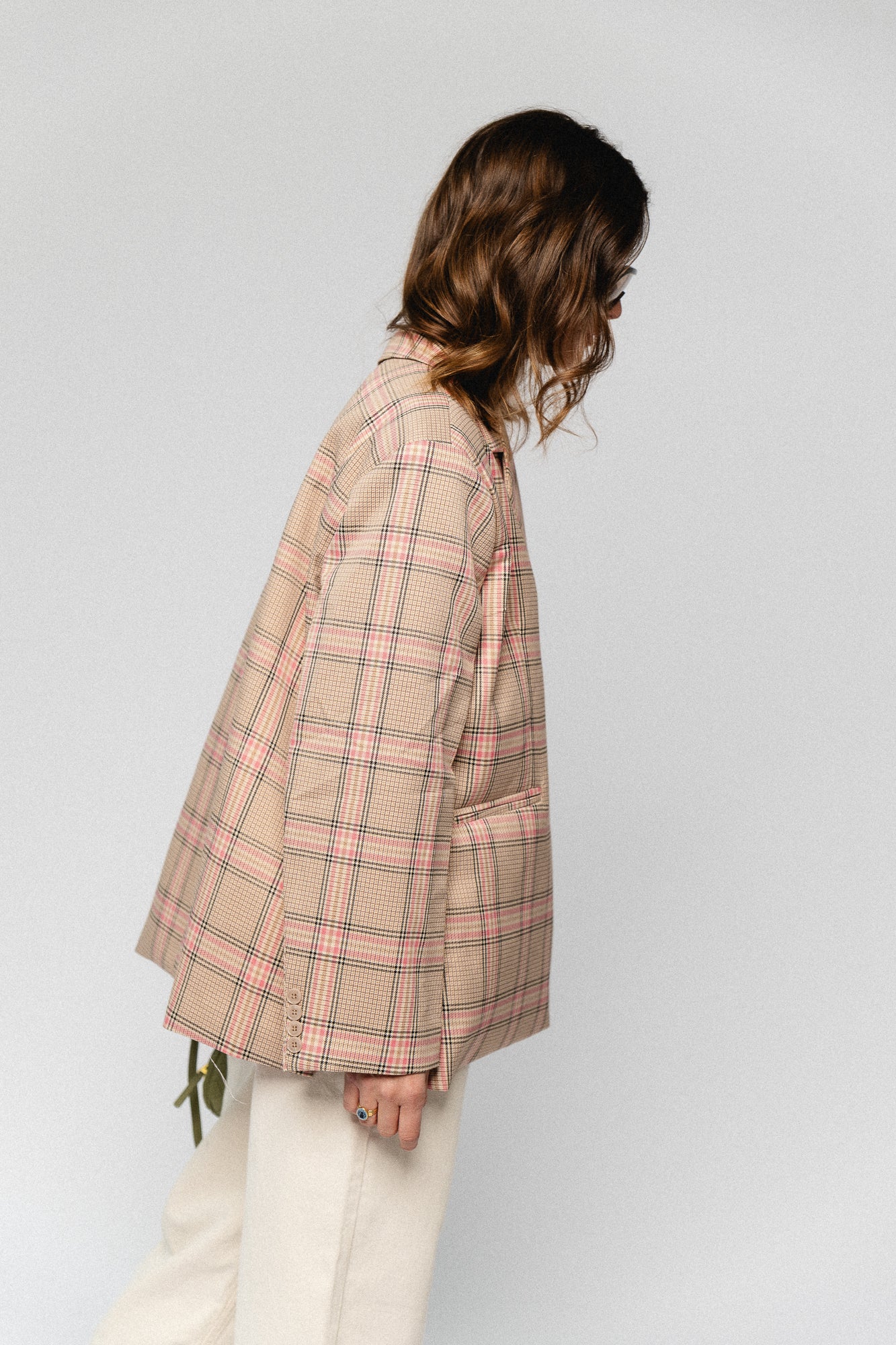 Chloe oversized signature check blazer pink/beige