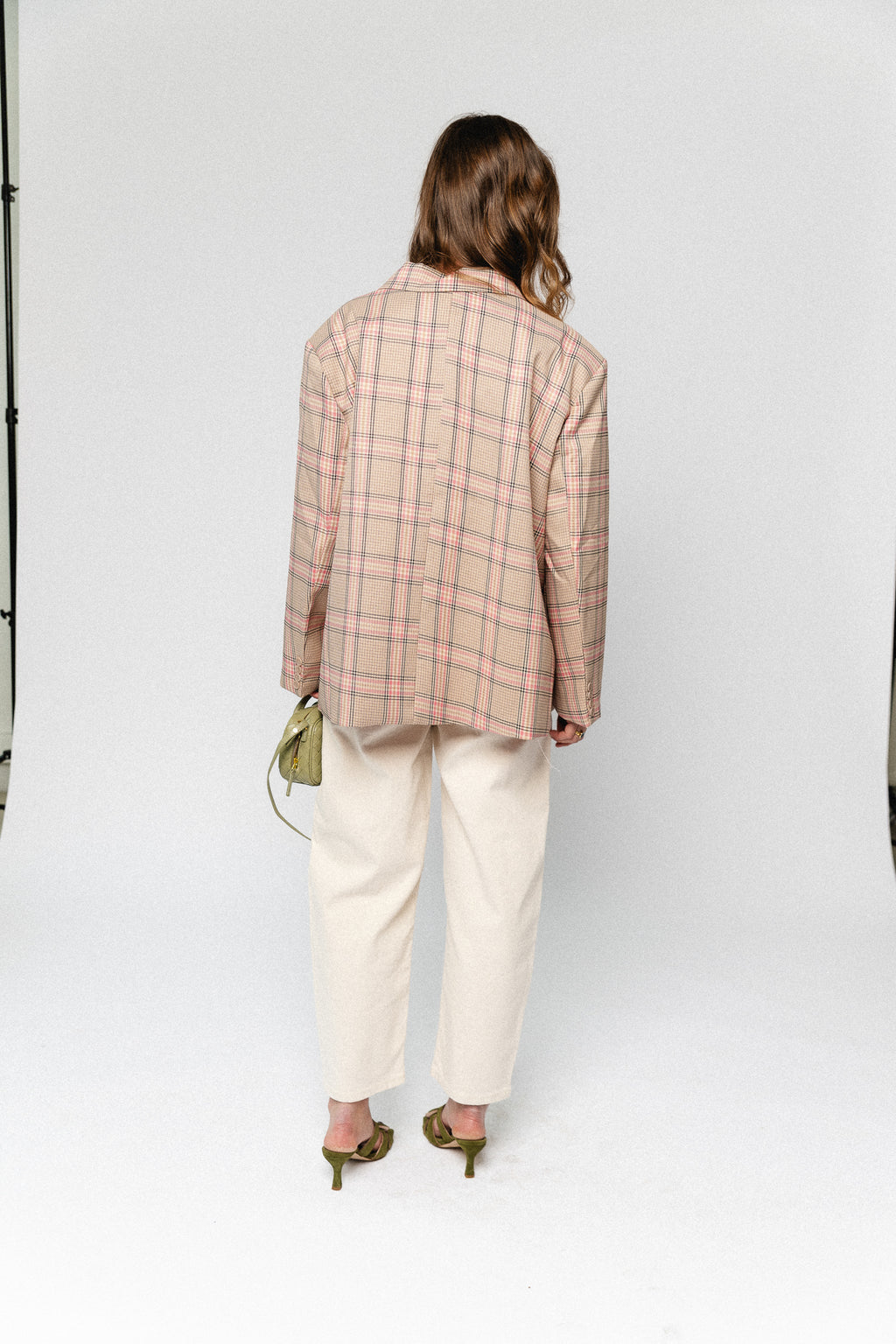 Chloe oversized signature check blazer pink/beige