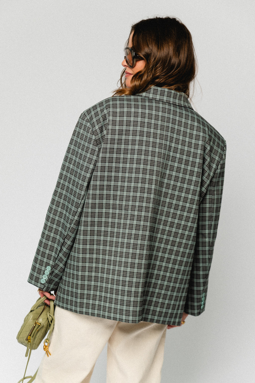 Chloe oversized signature check blazer - arctic blue/black