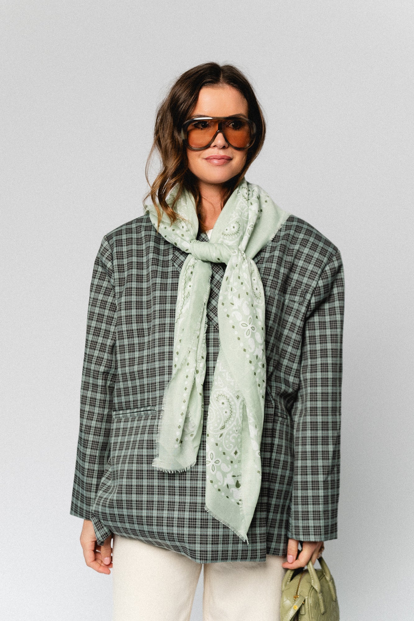 Paisley print scarf pastel green