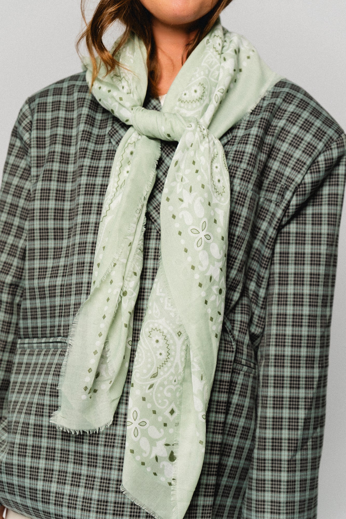 Paisley print scarf pastel green