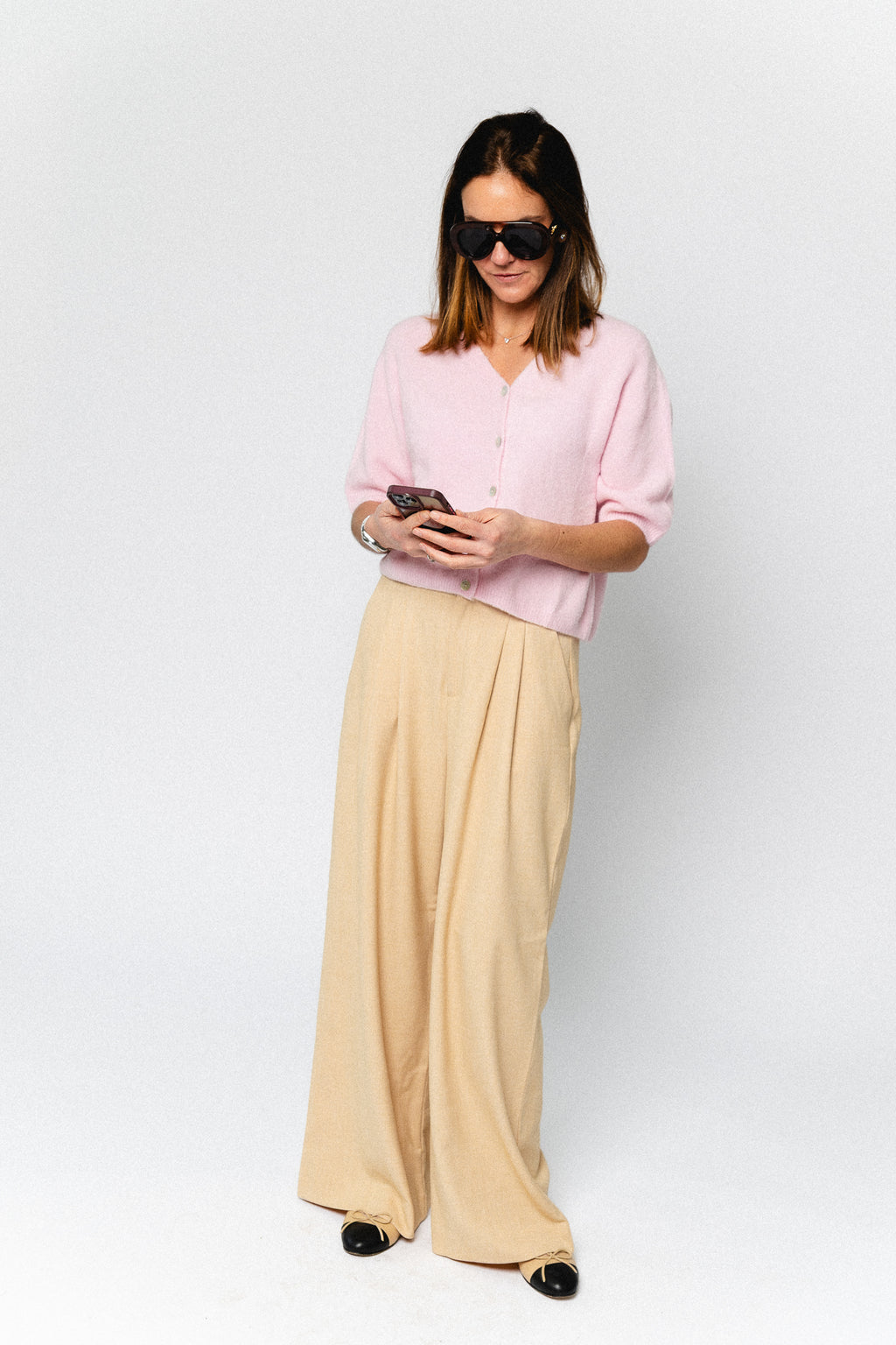 Lauranne SS knitted cardigan baby pink