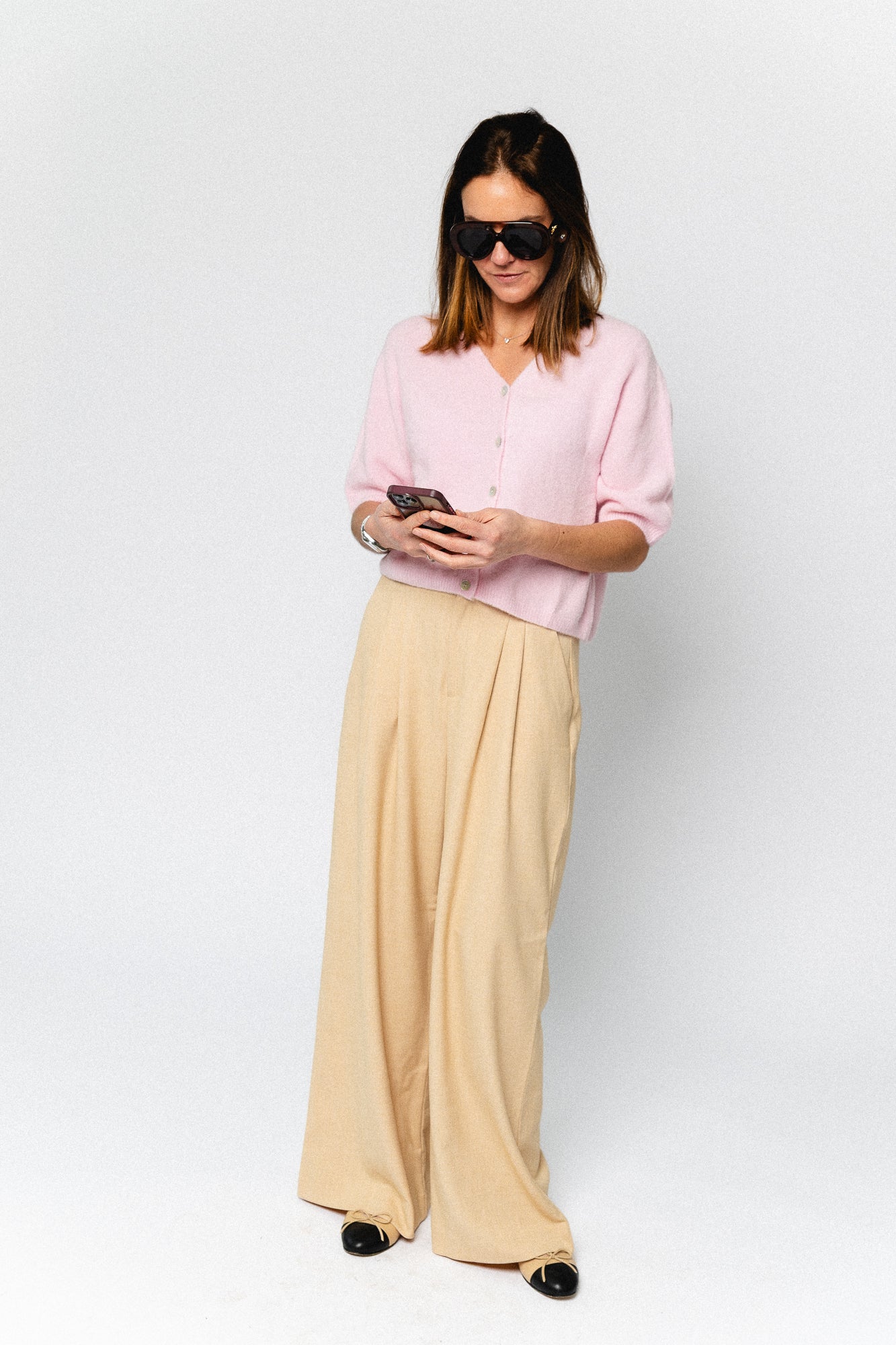 Lauranne SS knitted cardigan baby pink