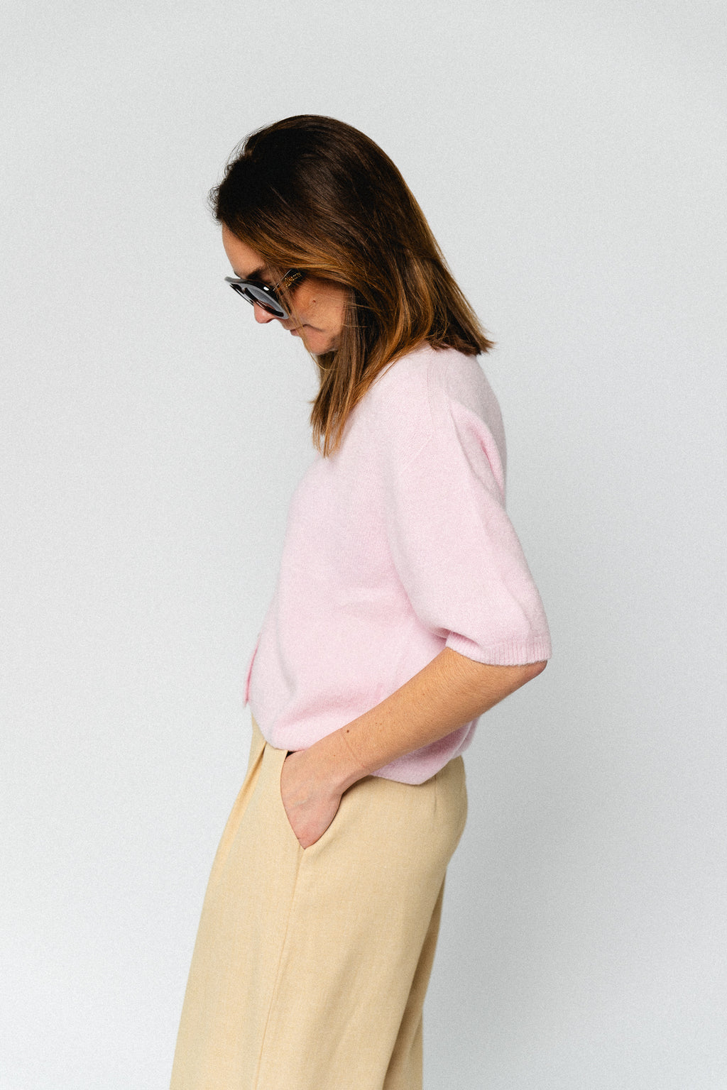 Lauranne SS knitted cardigan baby pink