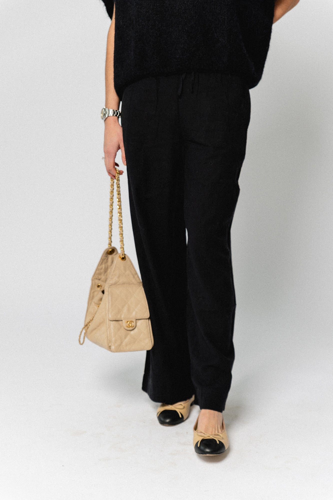 SLFLuisa MW wide linen blend pant black