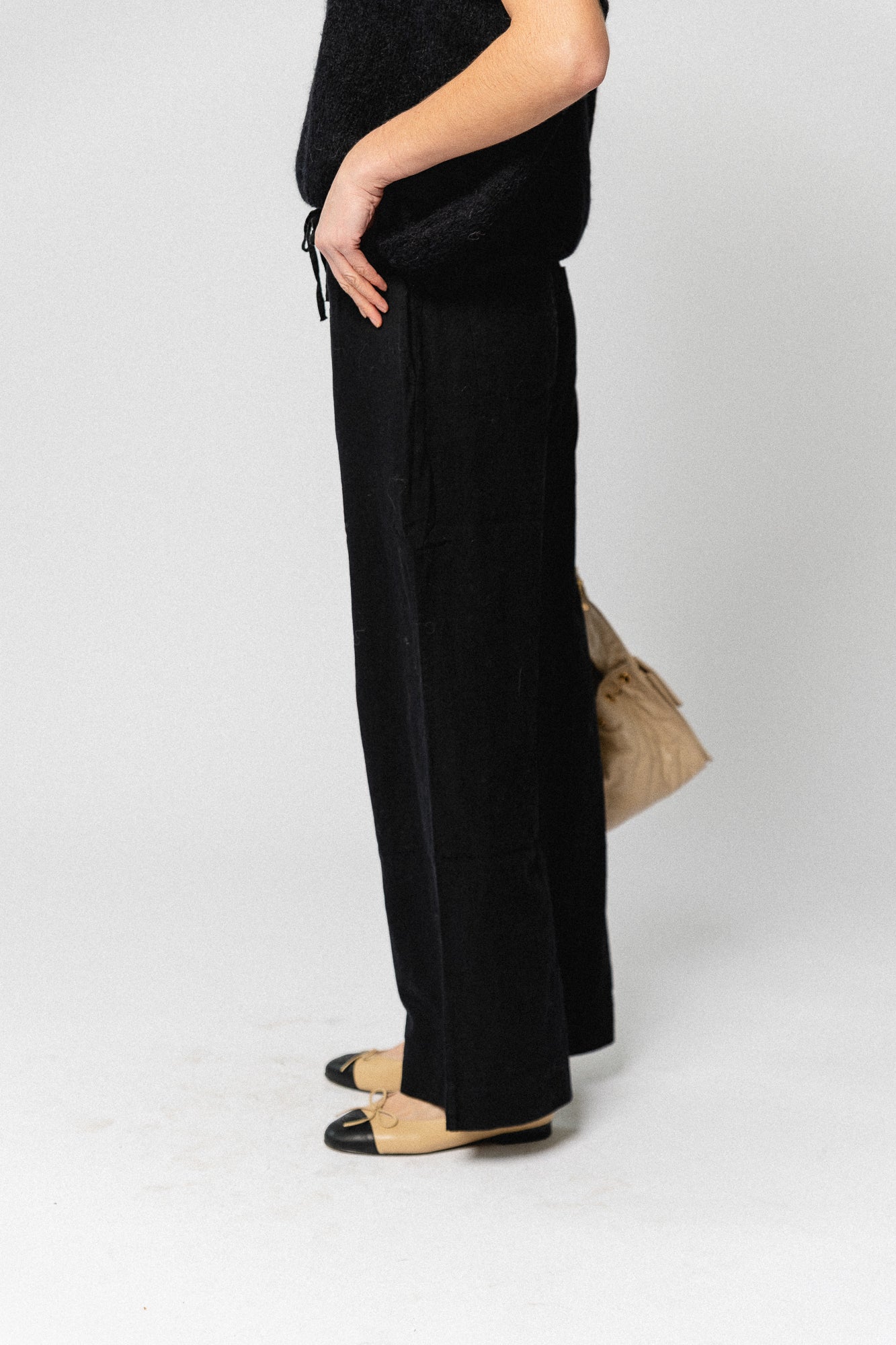 SLFLuisa MW wide linen blend pant black