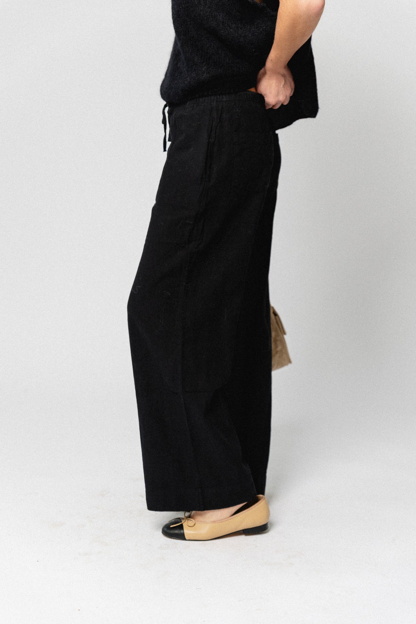 SLFLuisa MW wide linen blend pant black