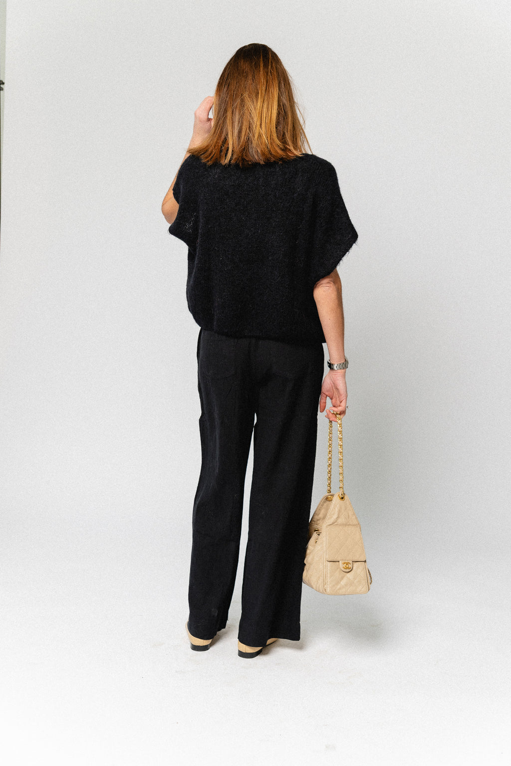 SLFLuisa MW wide linen blend pant black