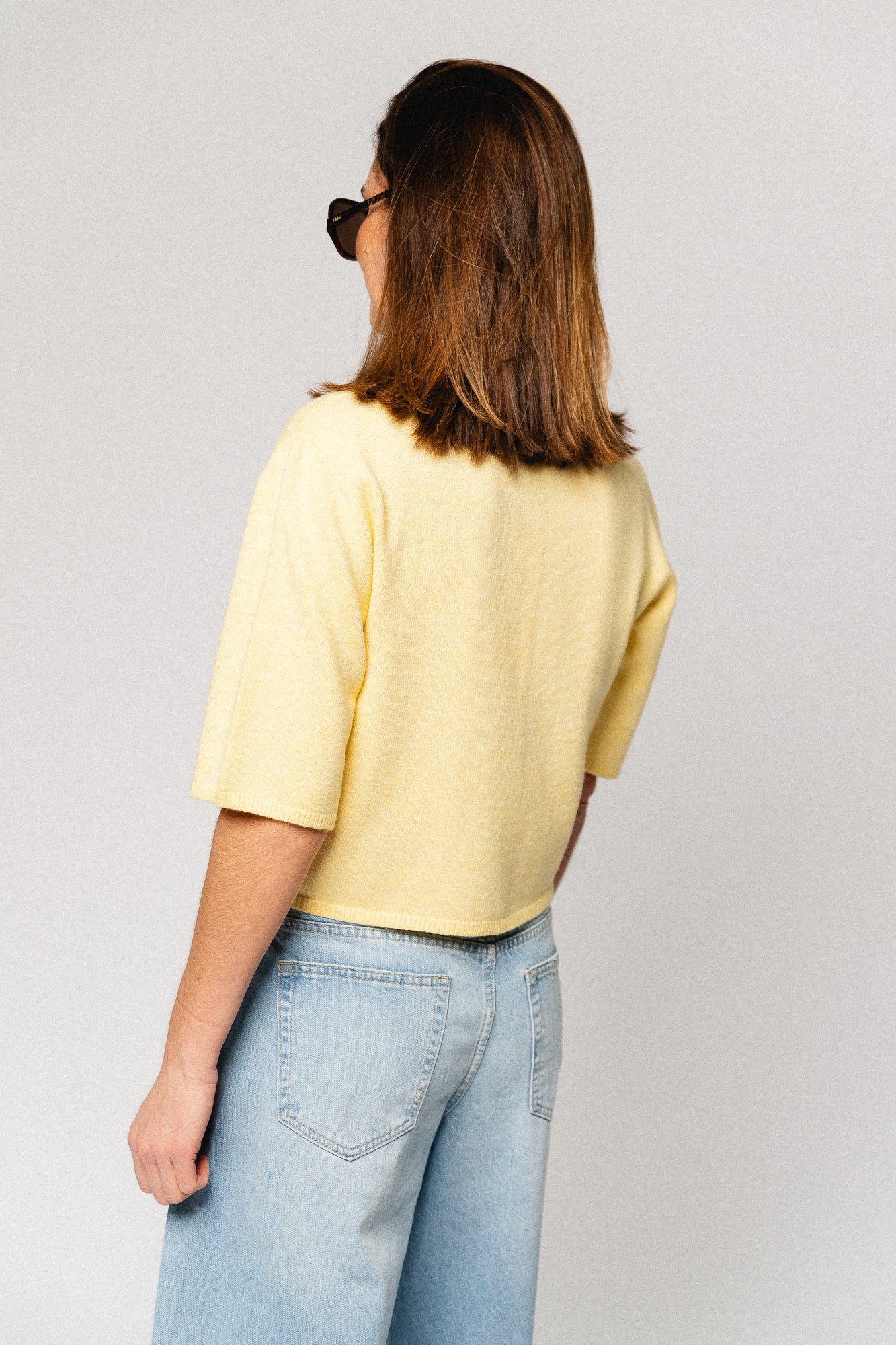 OBJThess solid 3/4 sleeve cardigan sunlight