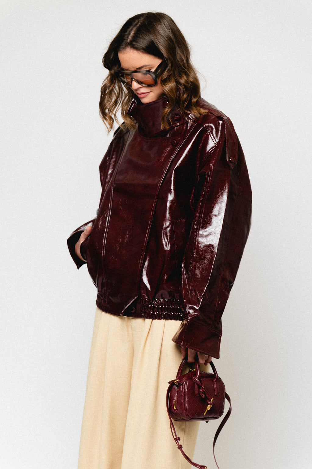 Ruby PU jacket burgundy