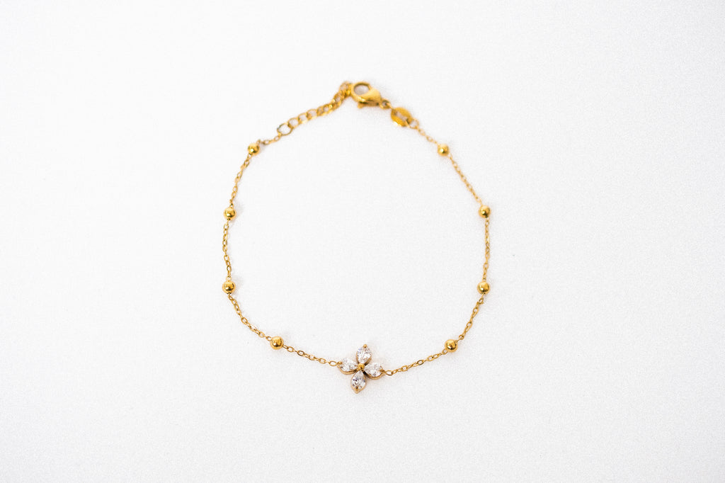 Stainless steel flower bracelet gold