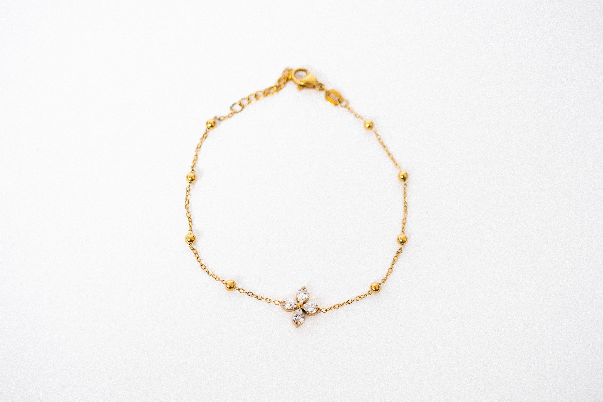 Stainless steel flower bracelet gold