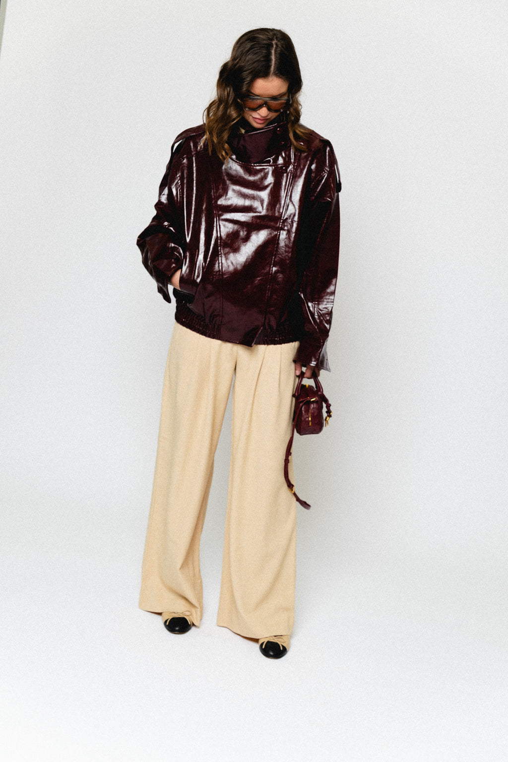 Ruby PU jacket burgundy