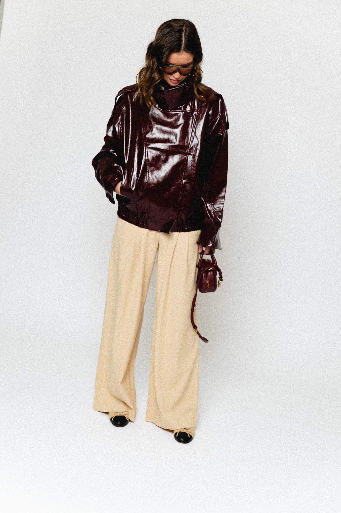 Ruby PU jacket burgundy