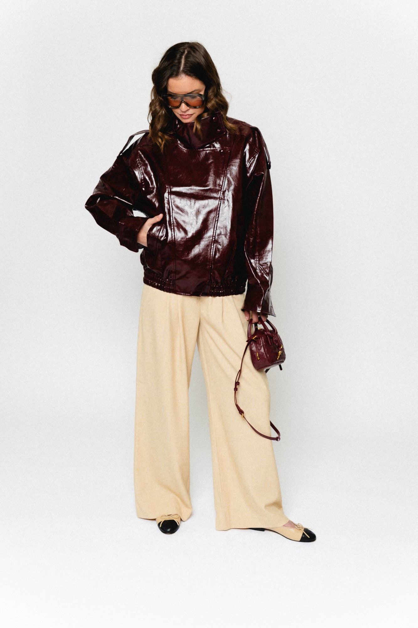 Ruby PU jacket burgundy