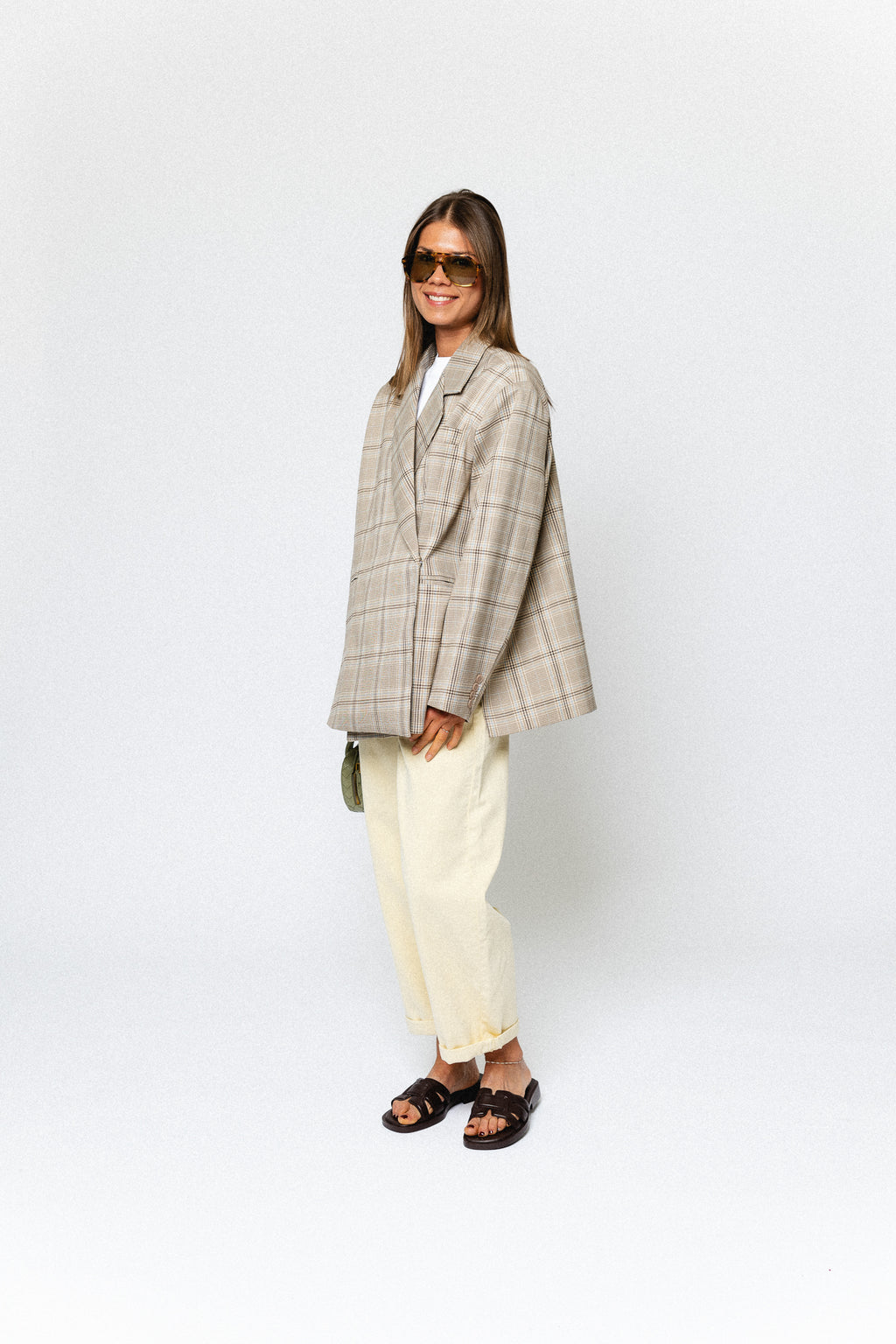 Chloe oversized signature check blazer taupe/brown