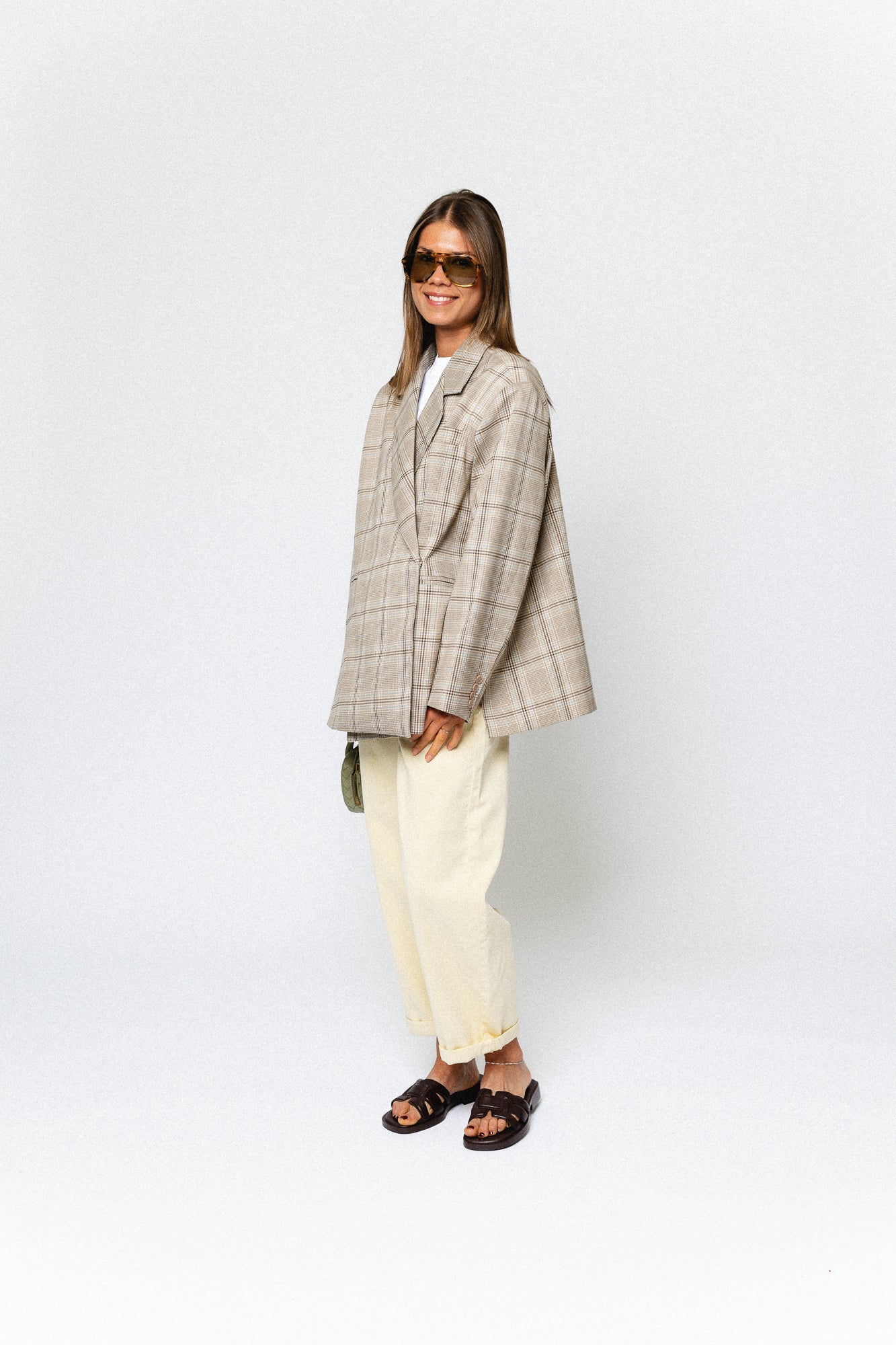 Chloe oversized signature check blazer taupe/brown