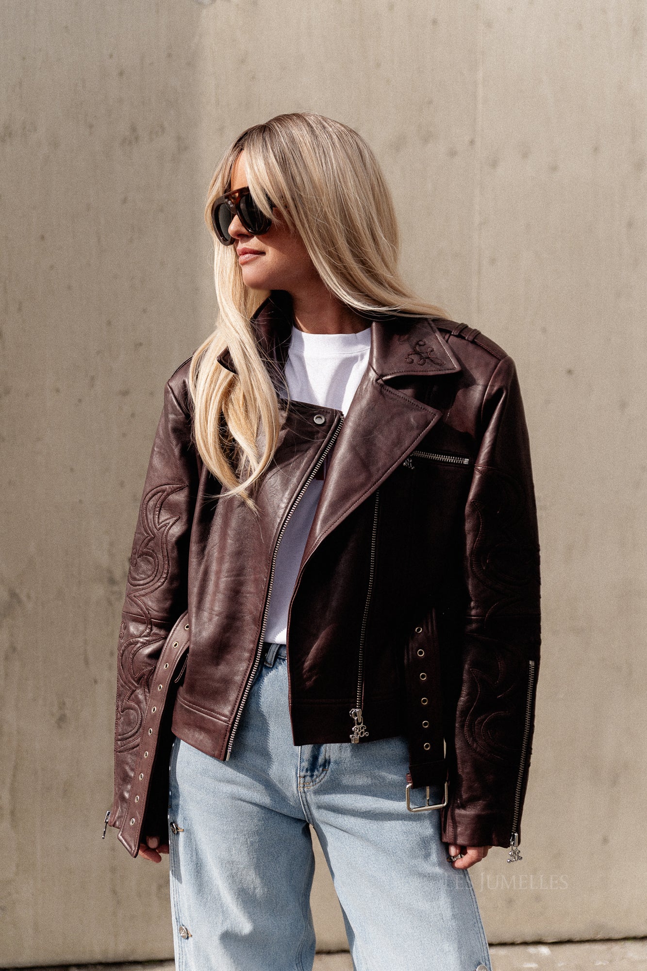 BXGKen biker jacket dark burgundy – Les Jumelles