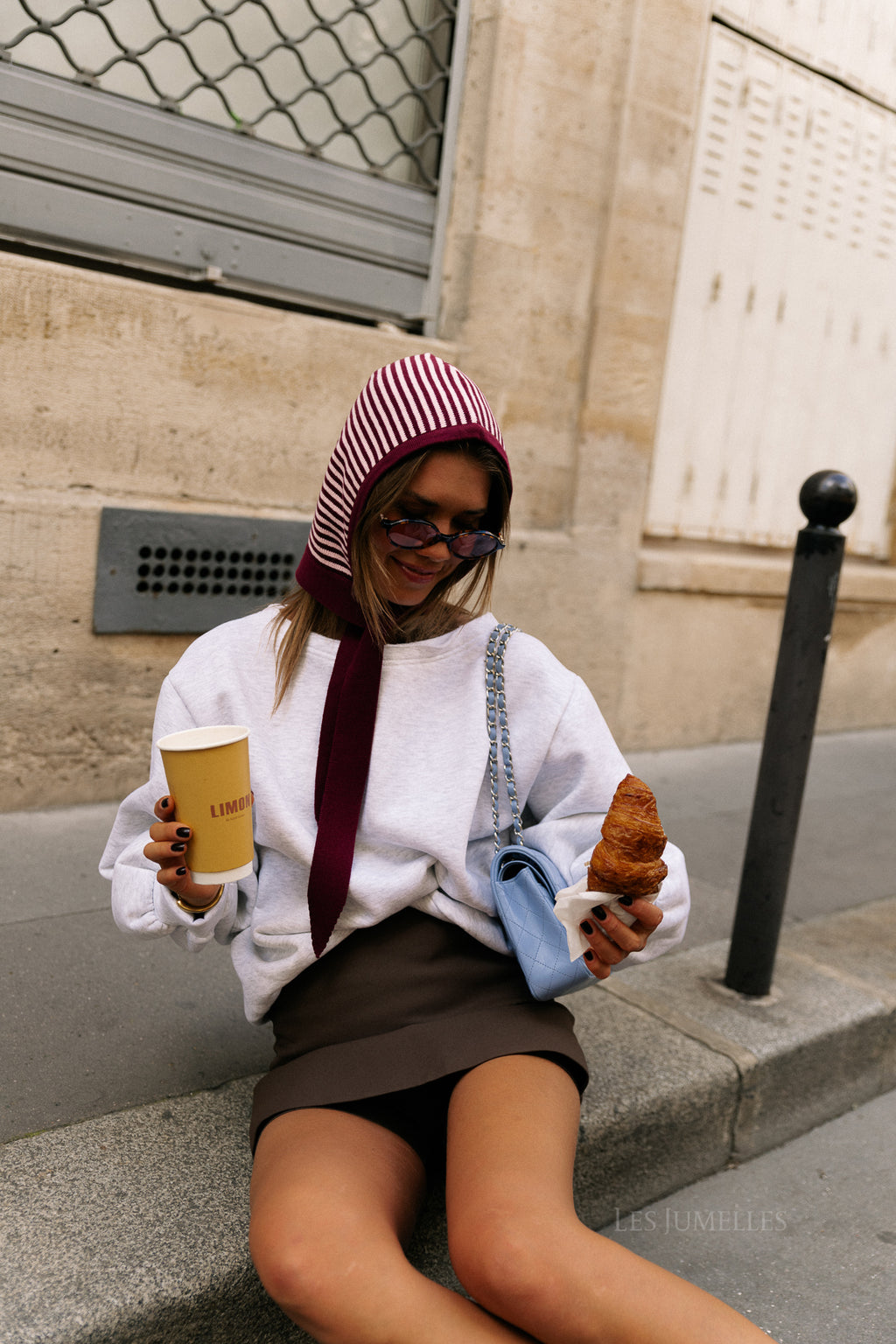 Blake striped bonnet aubergine/orchid pink