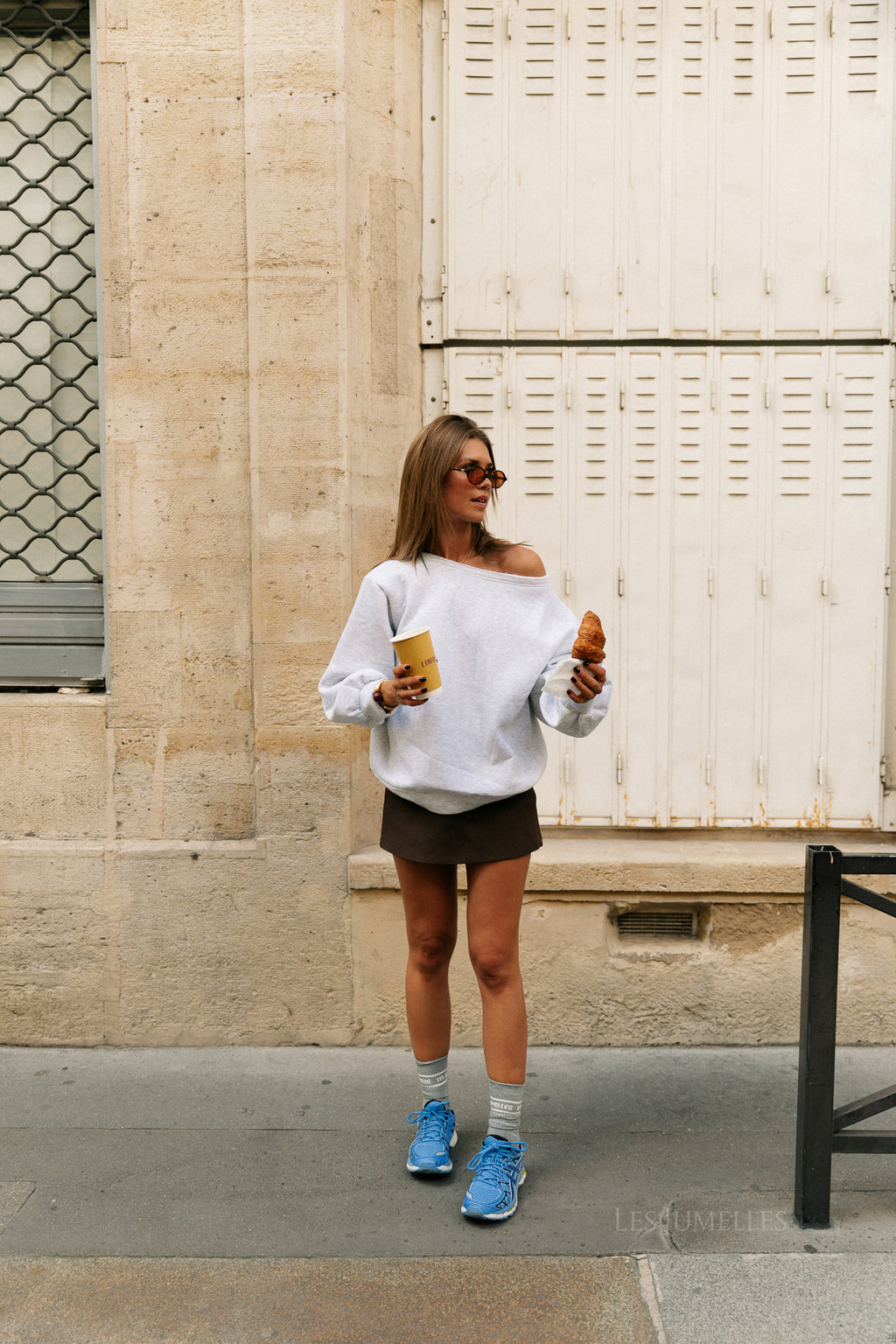 Yasmine off shoulder sweater light grey