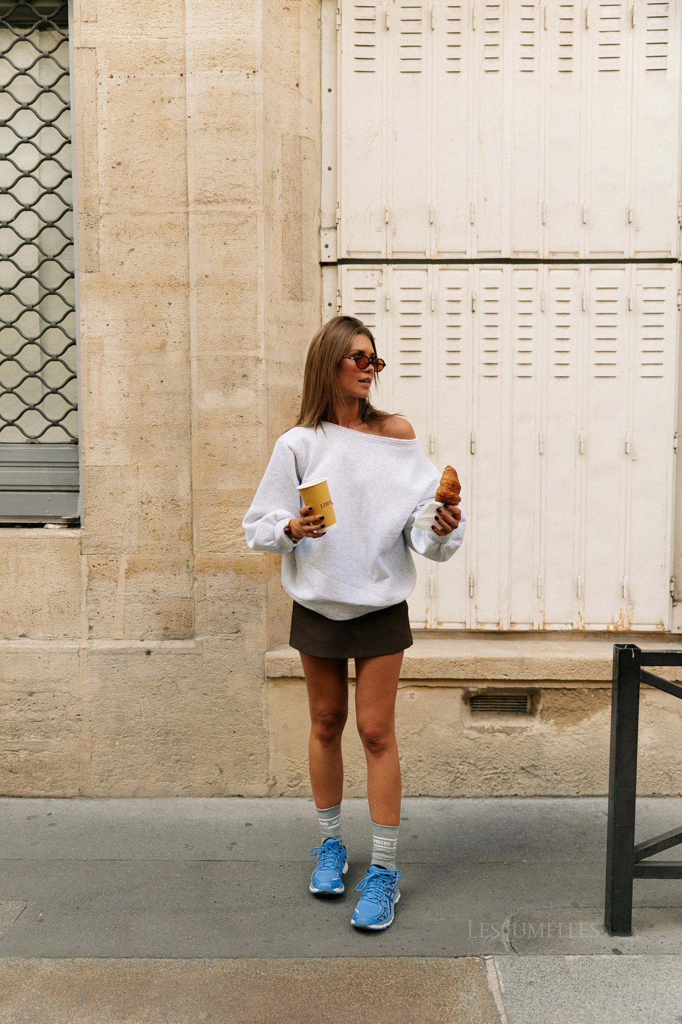 Yasmine off shoulder sweater light grey