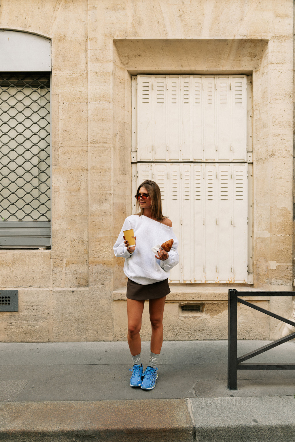 Yasmine off shoulder sweater light grey