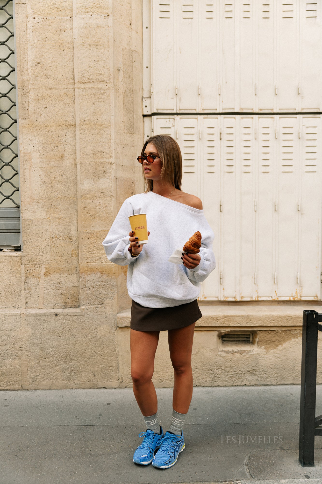 Yasmine off shoulder sweater light grey