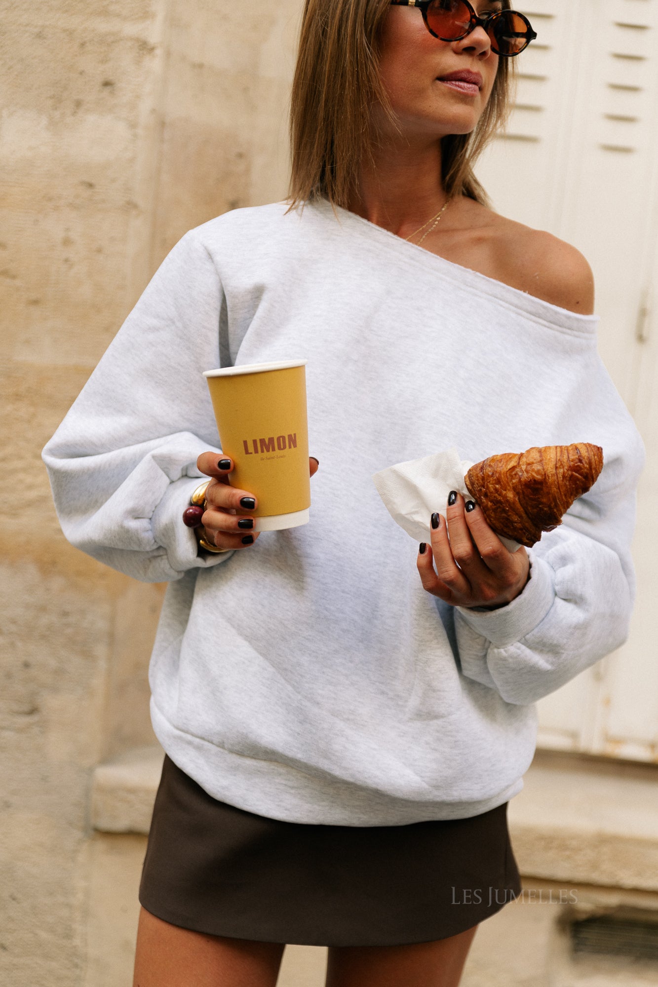Yasmine off shoulder sweater light grey