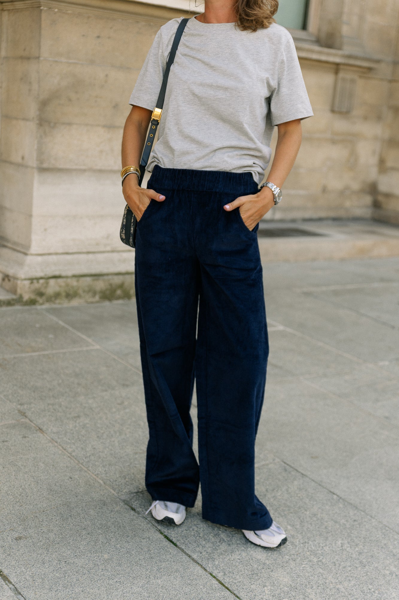 Norma wide velvet pants navy