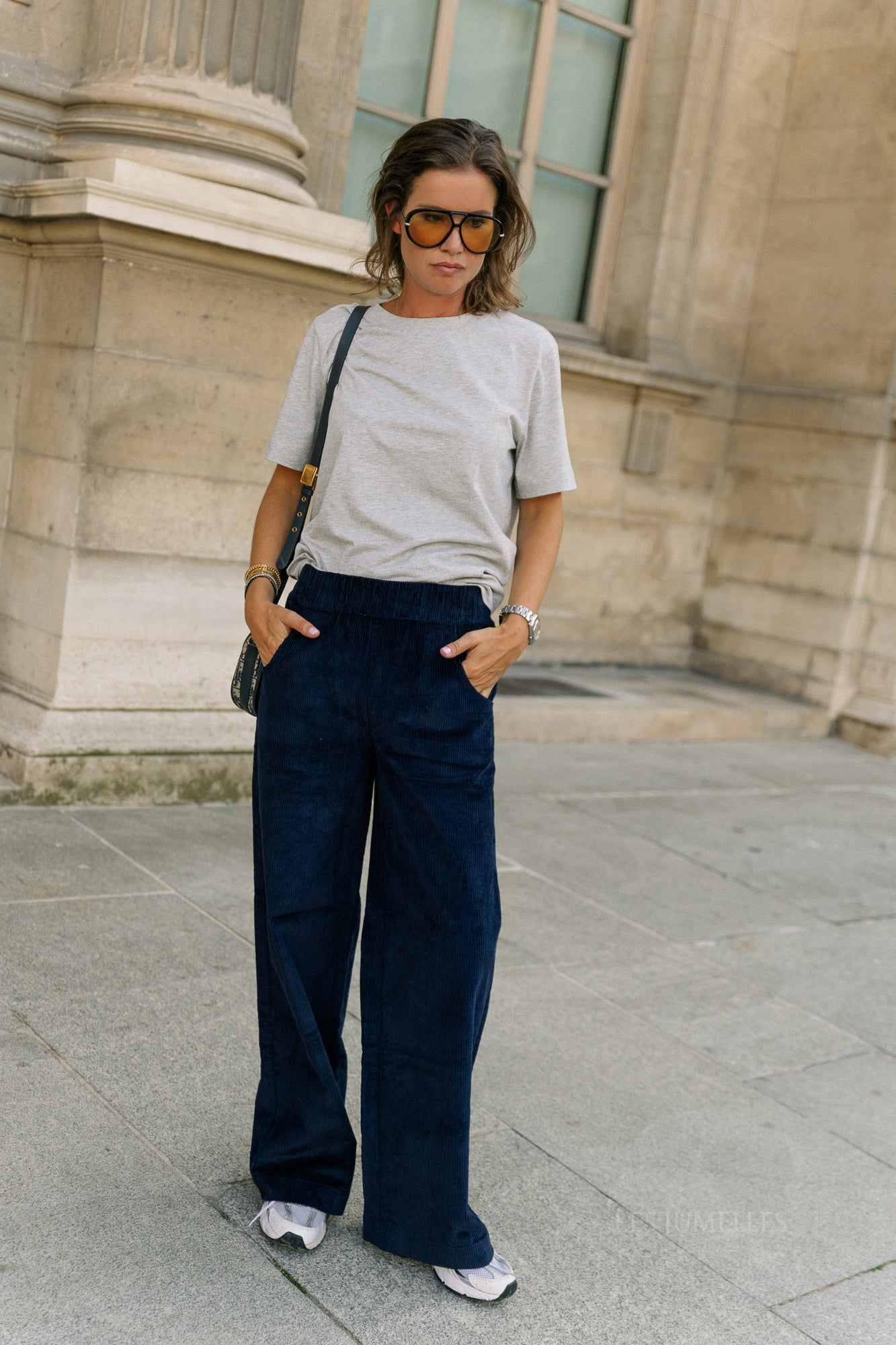Norma wide velvet pants navy