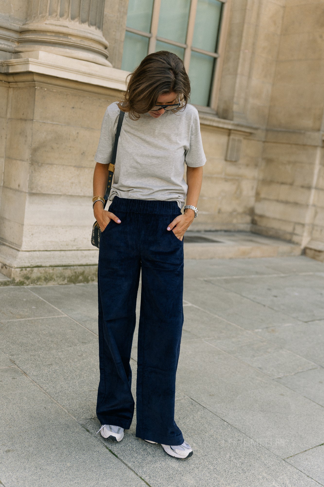 Norma wide velvet pants navy